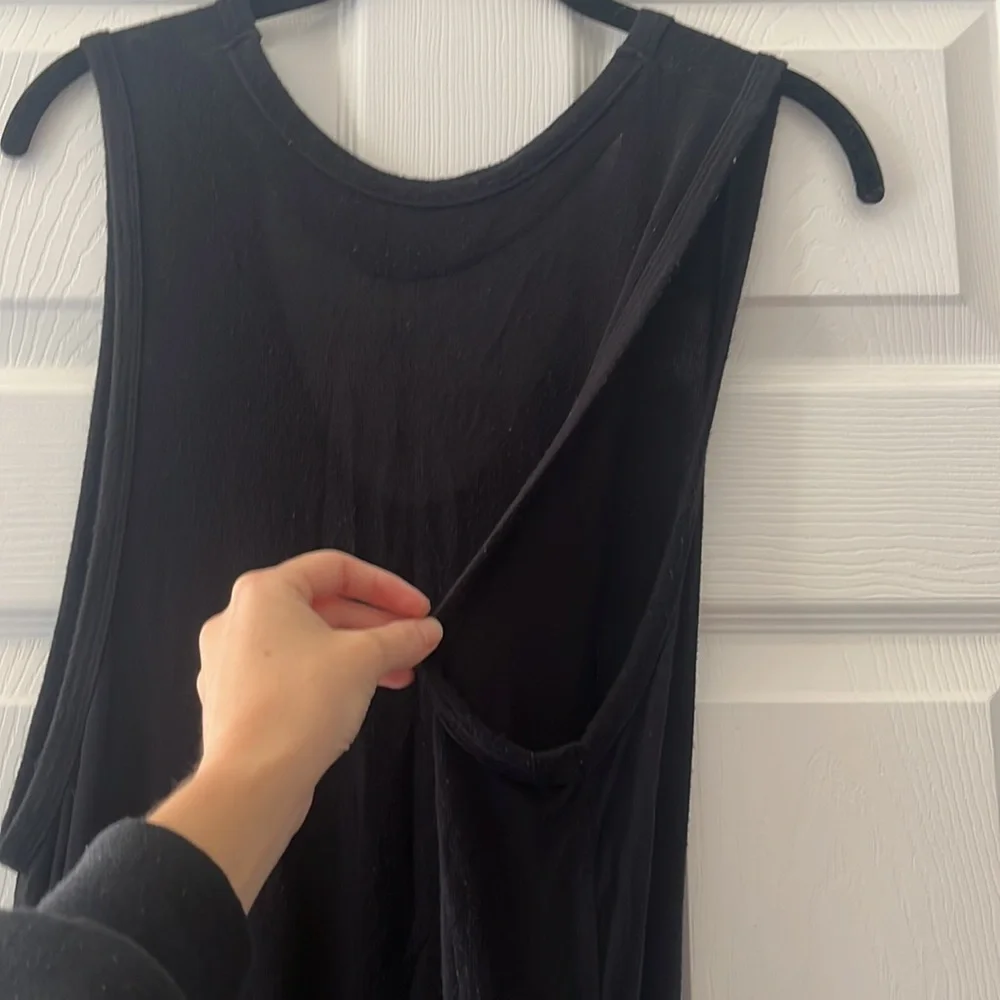 Free People Exposed Sides Soft Black Slouchy Tank Top